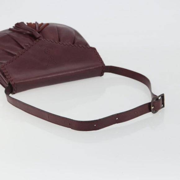 SAINT LAURENT Shoulder Bag Leather Bordeaux Auth bs35835