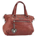Miu Miu Hand Bag Leather Red Silver Auth bs35836-1