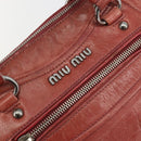 Miu Miu Hand Bag Leather Red Silver Auth bs35836-19