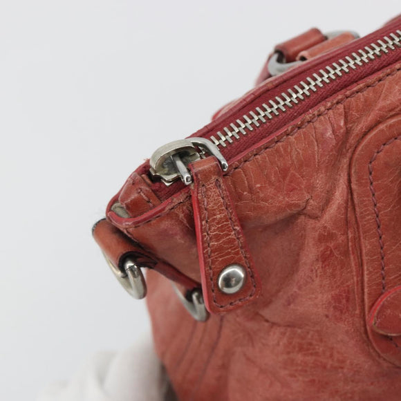 Miu Miu Hand Bag Leather Red Silver Auth bs35836