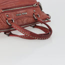 Miu Miu Hand Bag Leather Red Silver Auth bs35836-7