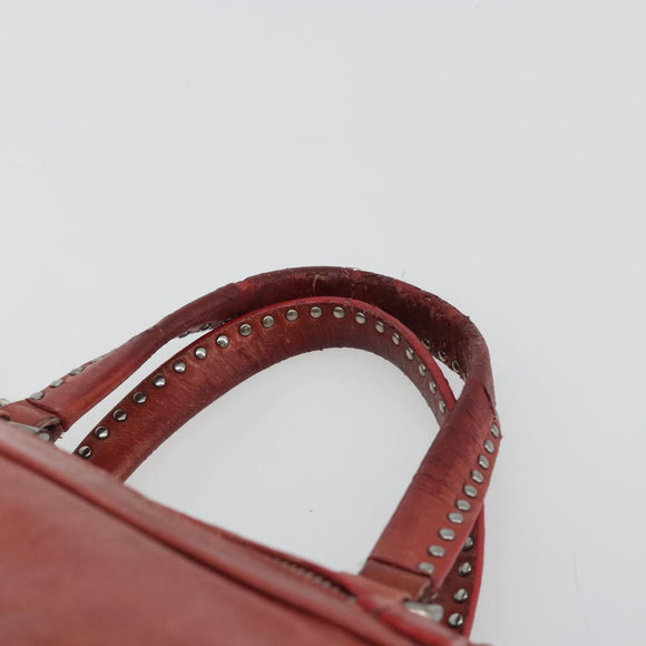 Miu Miu Hand Bag Leather Red Silver Auth bs35836
