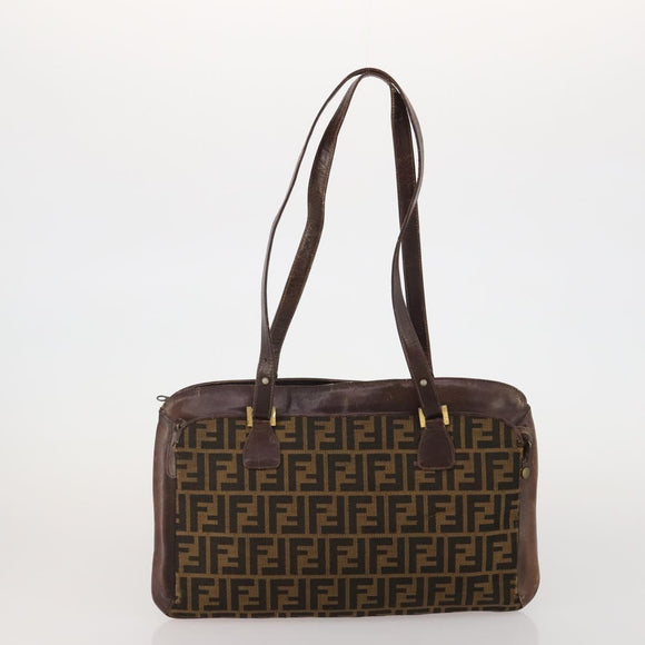FENDI Zucca Hand Bag Canvas 3 Set Brown Auth bs35855