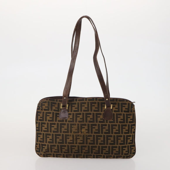 FENDI Zucca Hand Bag Canvas 3 Set Brown Auth bs35855