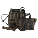 FENDI Pecan Shoulder Bag PVC 2 Set Brown Black Auth bs35857-1