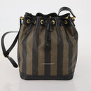 FENDI Pecan Shoulder Bag PVC 2 Set Brown Black Auth bs35857-2