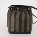 FENDI Pecan Shoulder Bag PVC 2 Set Brown Black Auth bs35857-3