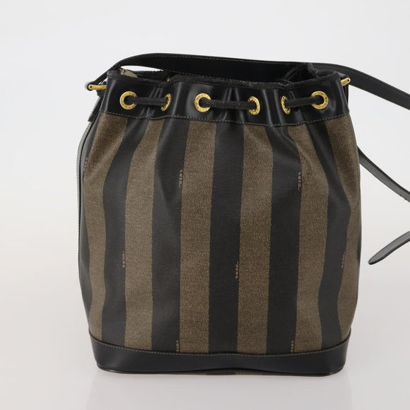 FENDI Pecan Shoulder Bag PVC 2 Set Brown Black Auth bs35857