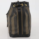 FENDI Pecan Shoulder Bag PVC 2 Set Brown Black Auth bs35857-4