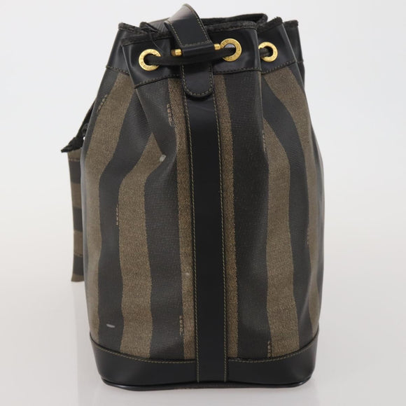 FENDI Pecan Shoulder Bag PVC 2 Set Brown Black Auth bs35857