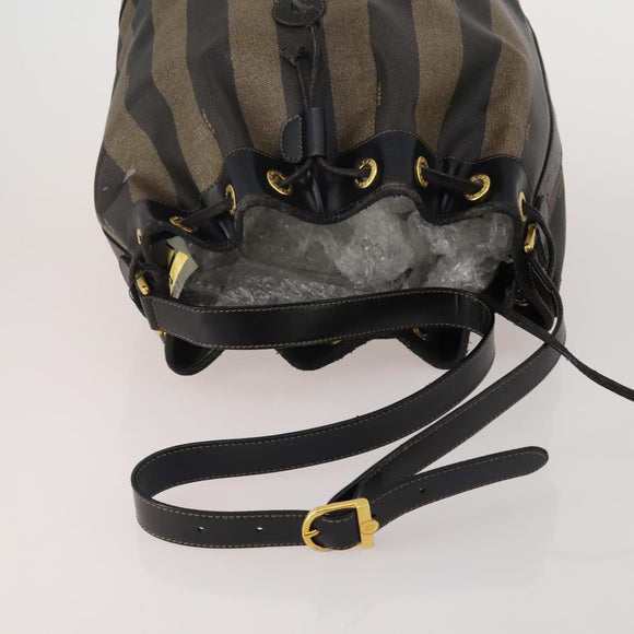 FENDI Pecan Shoulder Bag PVC 2 Set Brown Black Auth bs35857