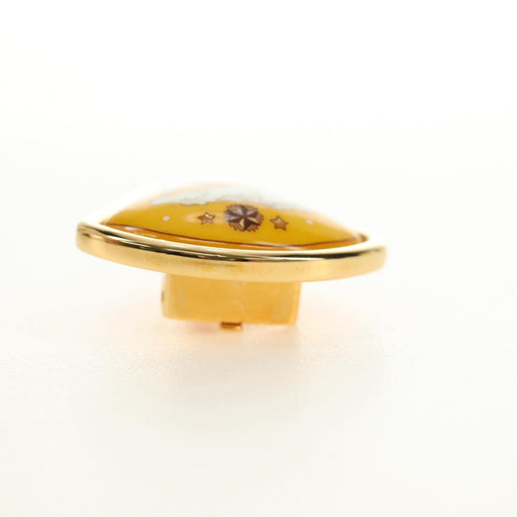 HERMES Earring Metal Gold Yellow Auth bs35859M