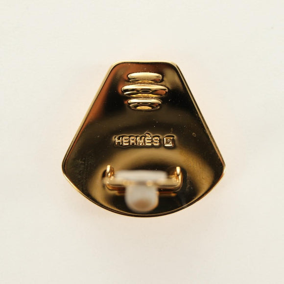 HERMES Earring Metal Gold Yellow Auth bs35859M