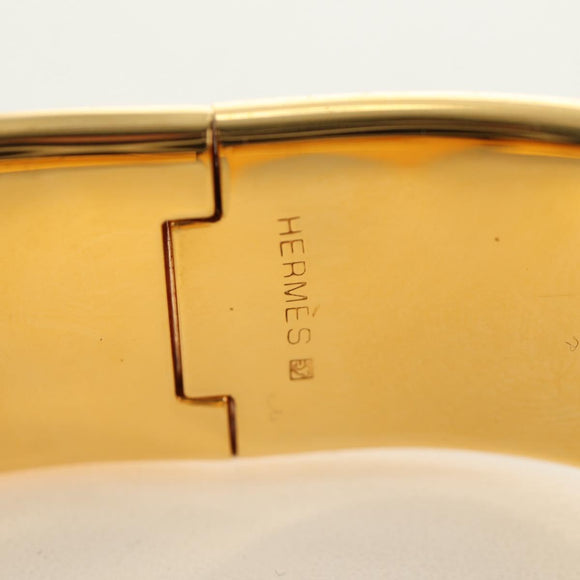 HERMES Emilel GM Bracelet Metal Cloisonne Gold Blue Auth bs35861V