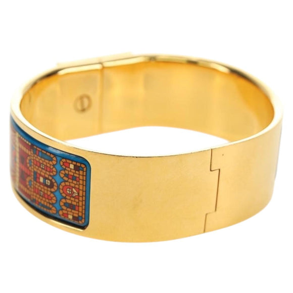 HERMES Emilel GM Bracelet Metal Cloisonne Gold Blue Auth bs35861V