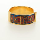 HERMES Emilel GM Bracelet Metal Cloisonne Gold Blue Auth bs35861V-4