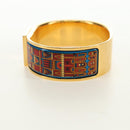 HERMES Emilel GM Bracelet Metal Cloisonne Gold Blue Auth bs35861V-5