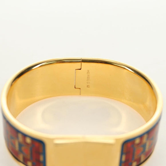 HERMES Emilel GM Bracelet Metal Cloisonne Gold Blue Auth bs35861V