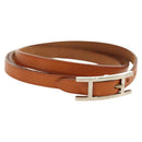 HERMES Appi 3 Bracelet Leather Brown Silver Auth bs35862M-1
