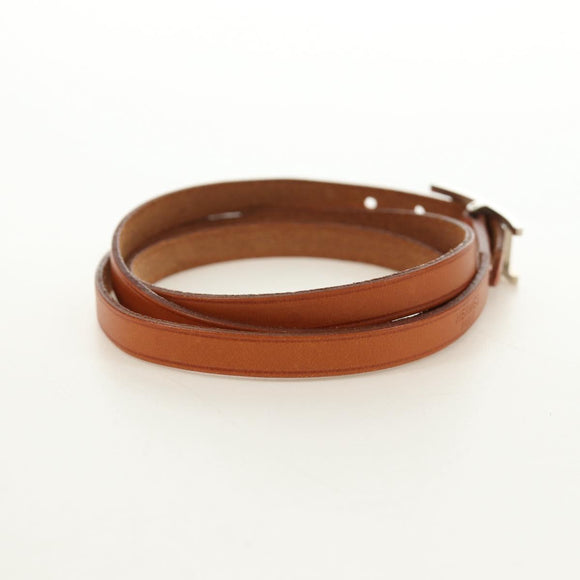 HERMES Appi 3 Bracelet Leather Brown Silver Auth bs35862M