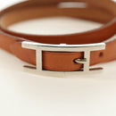 HERMES Appi 3 Bracelet Leather Brown Silver Auth bs35862M-6