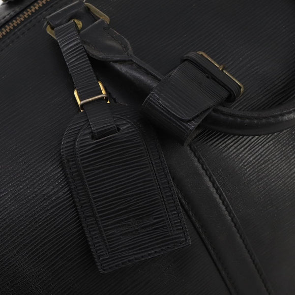 LOUIS VUITTON Epi Keepall 60 Boston Bag Noir M42942 LV Auth bs35863