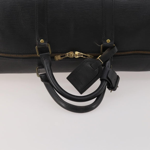 LOUIS VUITTON Epi Keepall 60 Boston Bag Noir M42942 LV Auth bs35863