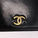 CHANEL Chain Shoulder Bag Patent Black Gold CC Auth bs35869-8