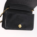 CHANEL Chain Shoulder Bag Patent Black Gold CC Auth bs35869-20