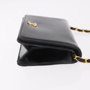 CHANEL Chain Shoulder Bag Patent Black Gold CC Auth bs35869-3