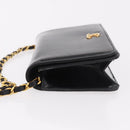 CHANEL Chain Shoulder Bag Patent Black Gold CC Auth bs35869-4