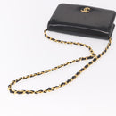CHANEL Chain Shoulder Bag Patent Black Gold CC Auth bs35869-7