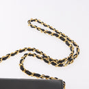 CHANEL Chain Shoulder Bag Patent Black Gold CC Auth bs35869-14