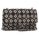 CHANEL Chain Shoulder Bag Canvas Black Silver CC Auth bs35870-1