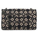 CHANEL Chain Shoulder Bag Canvas Black Silver CC Auth bs35870-2