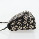 CHANEL Chain Shoulder Bag Canvas Black Silver CC Auth bs35870-5