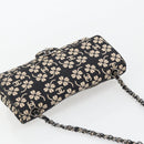CHANEL Chain Shoulder Bag Canvas Black Silver CC Auth bs35870-7