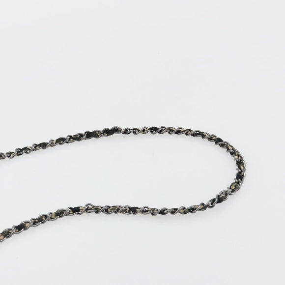 CHANEL Chain Shoulder Bag Canvas Black Silver CC Auth bs35870