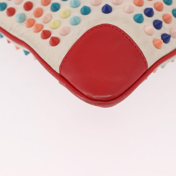 Christian Louboutin Shoulder Bag Leather White Red Auth bs35872