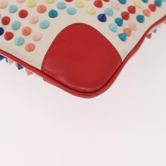 Christian Louboutin Shoulder Bag Leather White Red Auth bs35872
