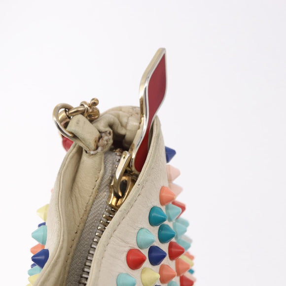 Christian Louboutin Shoulder Bag Leather White Red Auth bs35872