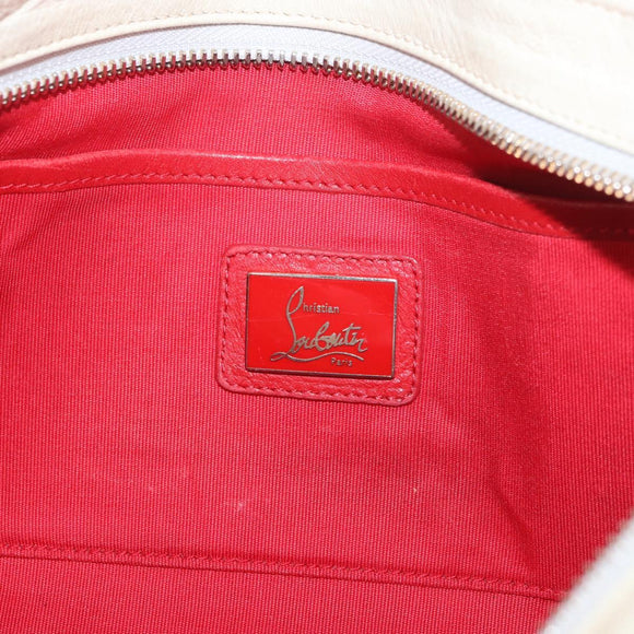 Christian Louboutin Shoulder Bag Leather White Red Auth bs35872