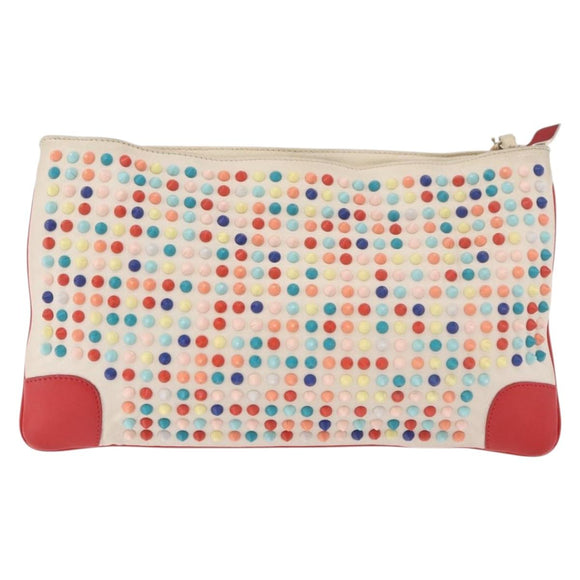 Christian Louboutin Shoulder Bag Leather White Red Auth bs35872