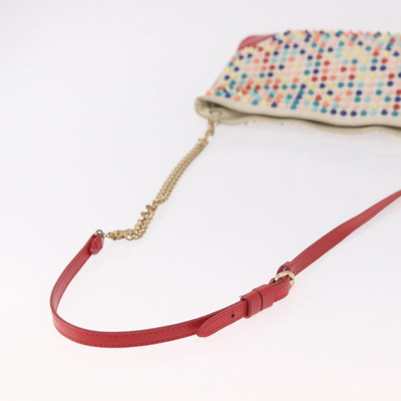 Christian Louboutin Shoulder Bag Leather White Red Auth bs35872