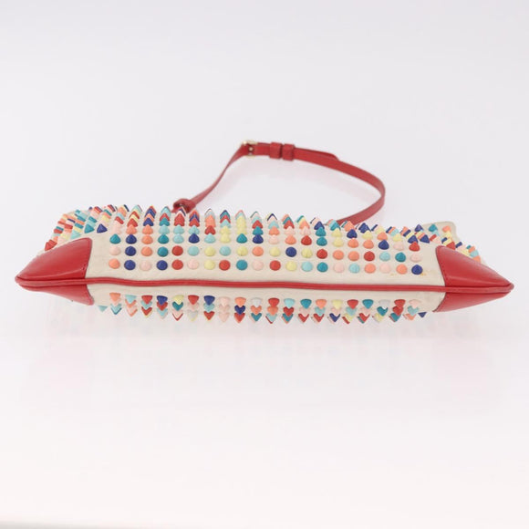 Christian Louboutin Shoulder Bag Leather White Red Auth bs35872