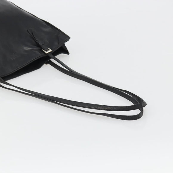 PRADA Tote Bag Leather Black Silver Auth bs35877