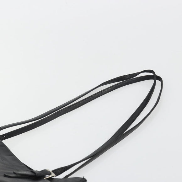 PRADA Tote Bag Leather Black Silver Auth bs35877