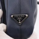 PRADA Business Bag Saffiano leather Blue Silver Auth bs35878-17
