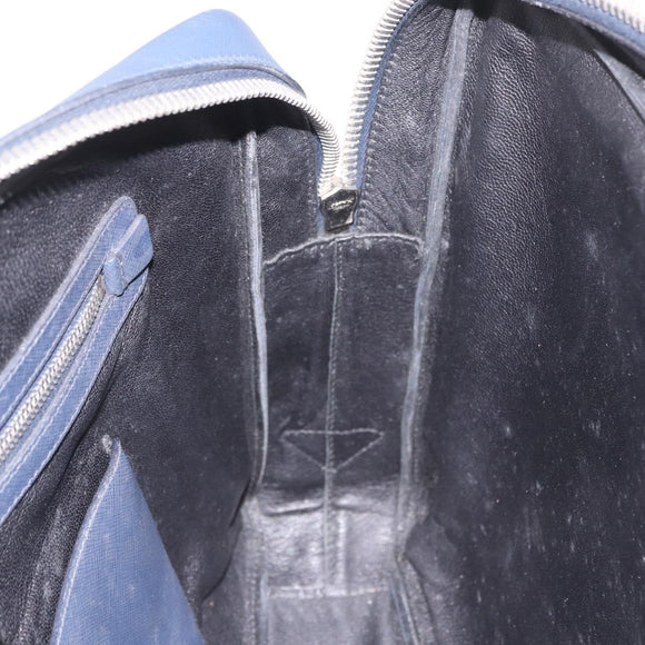 PRADA Business Bag Saffiano leather Blue Silver Auth bs35878