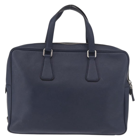 PRADA Business Bag Saffiano leather Blue Silver Auth bs35878